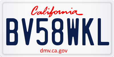 CA license plate BV58WKL