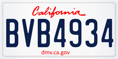 CA license plate BVB4934