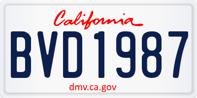 CA license plate BVD1987