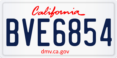 CA license plate BVE6854