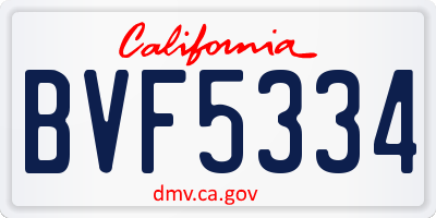 CA license plate BVF5334