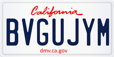 CA license plate BVGUJYM