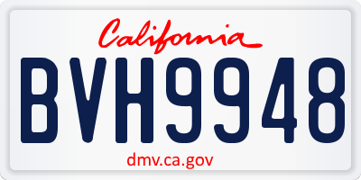 CA license plate BVH9948