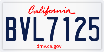 CA license plate BVL7125