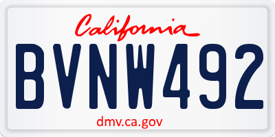 CA license plate BVNW492