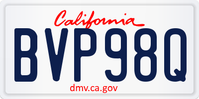 CA license plate BVP98Q