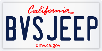 CA license plate BVSJEEP