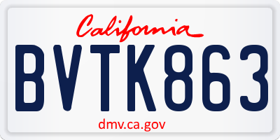 CA license plate BVTK863