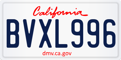 CA license plate BVXL996