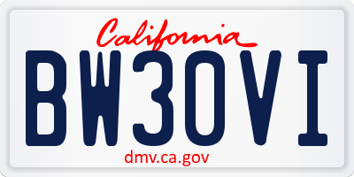 CA license plate BW30VI