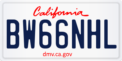 CA license plate BW66NHL