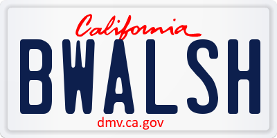 CA license plate BWALSH