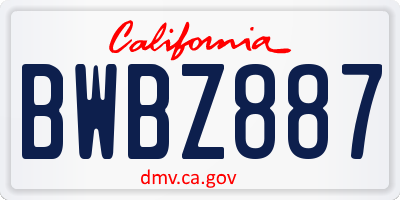 CA license plate BWBZ887