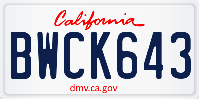 CA license plate BWCK643