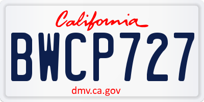 CA license plate BWCP727