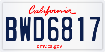 CA license plate BWD6817