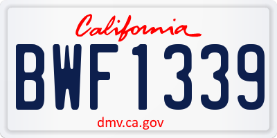 CA license plate BWF1339