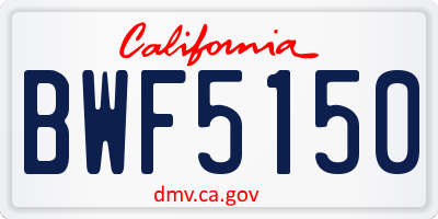 CA license plate BWF5150