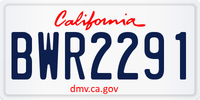 CA license plate BWR2291