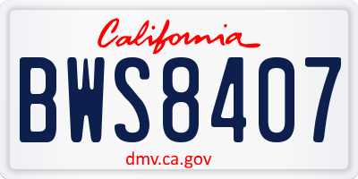 CA license plate BWS8407