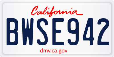 CA license plate BWSE942