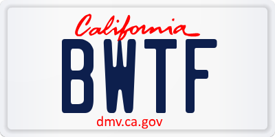 CA license plate BWTF