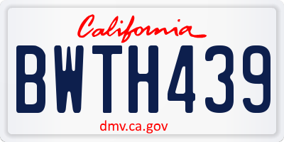 CA license plate BWTH439