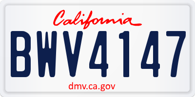 CA license plate BWV4147