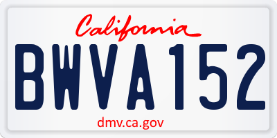 CA license plate BWVA152