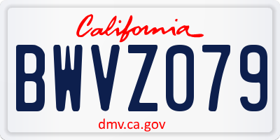 CA license plate BWVZ079