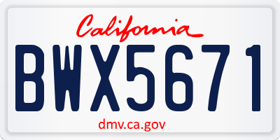 CA license plate BWX5671