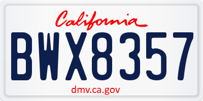 CA license plate BWX8357