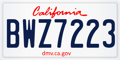 CA license plate BWZ7223