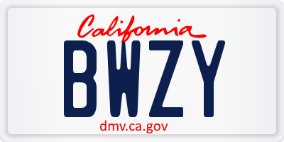 CA license plate BWZY