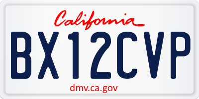 CA license plate BX12CVP