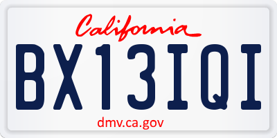 CA license plate BX13IQI