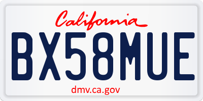 CA license plate BX58MUE