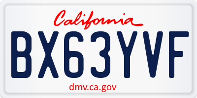 CA license plate BX63YVF