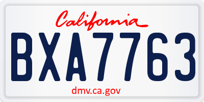 CA license plate BXA7763