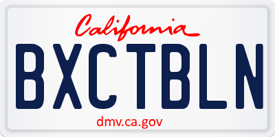 CA license plate BXCTBLN