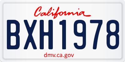 CA license plate BXH1978