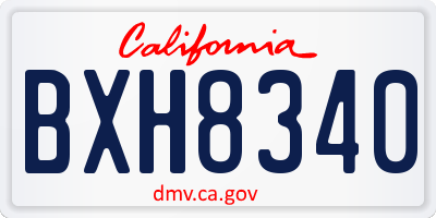 CA license plate BXH8340