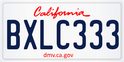 CA license plate BXLC333