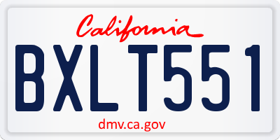 CA license plate BXLT551