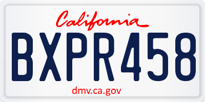 CA license plate BXPR458