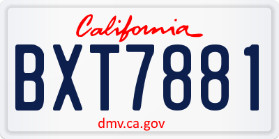 CA license plate BXT7881