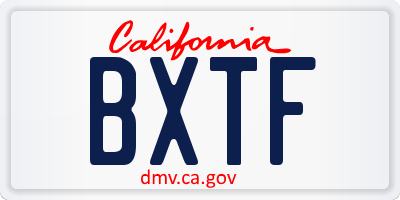 CA license plate BXTF