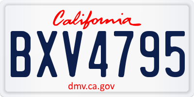 CA license plate BXV4795