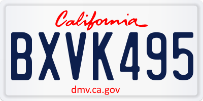 CA license plate BXVK495