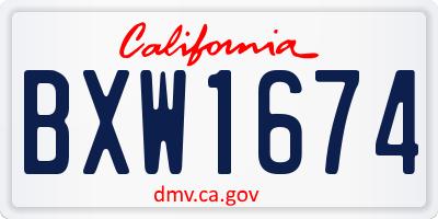 CA license plate BXW1674